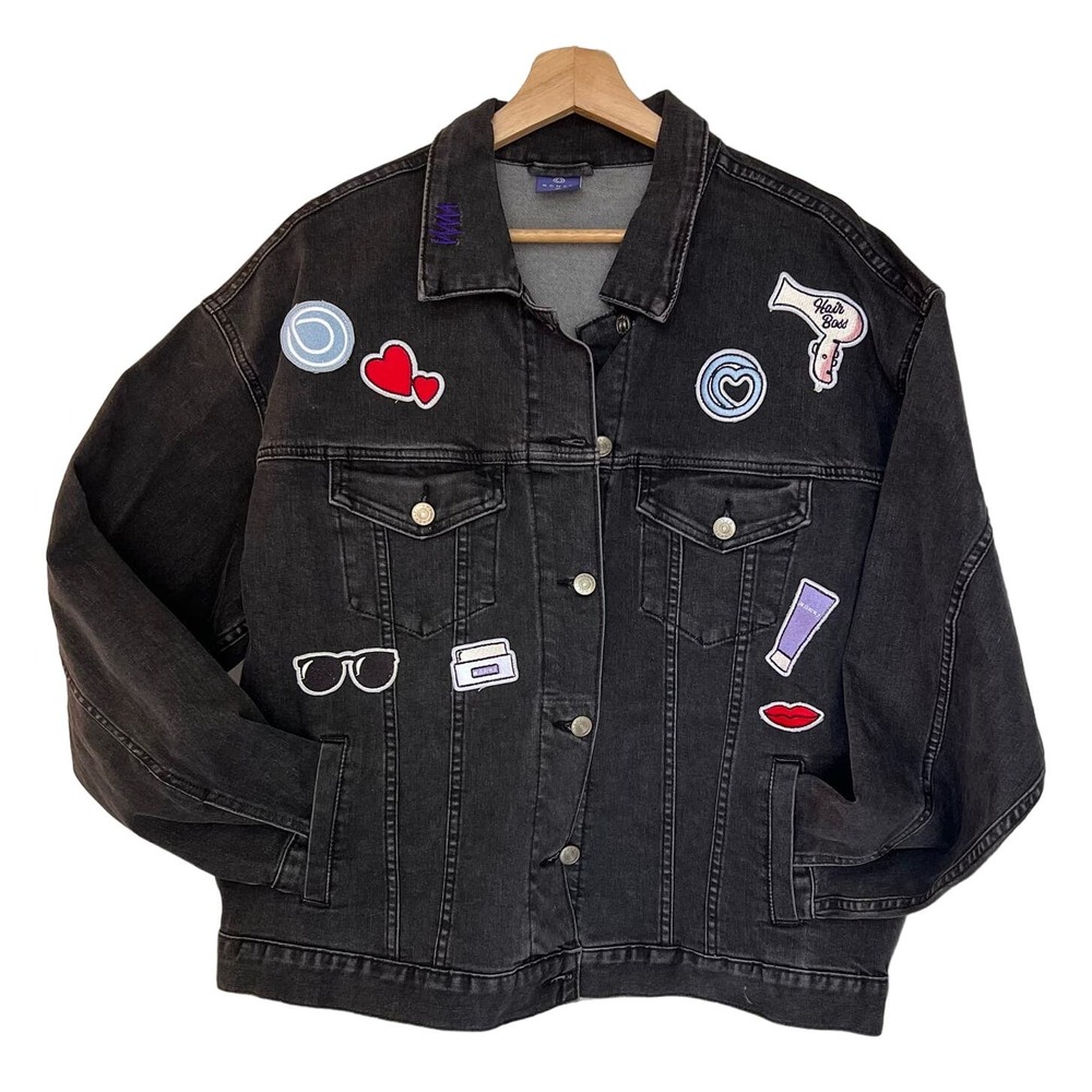 NWOT Monat Black Denim Boss Babe Jacket Size Small